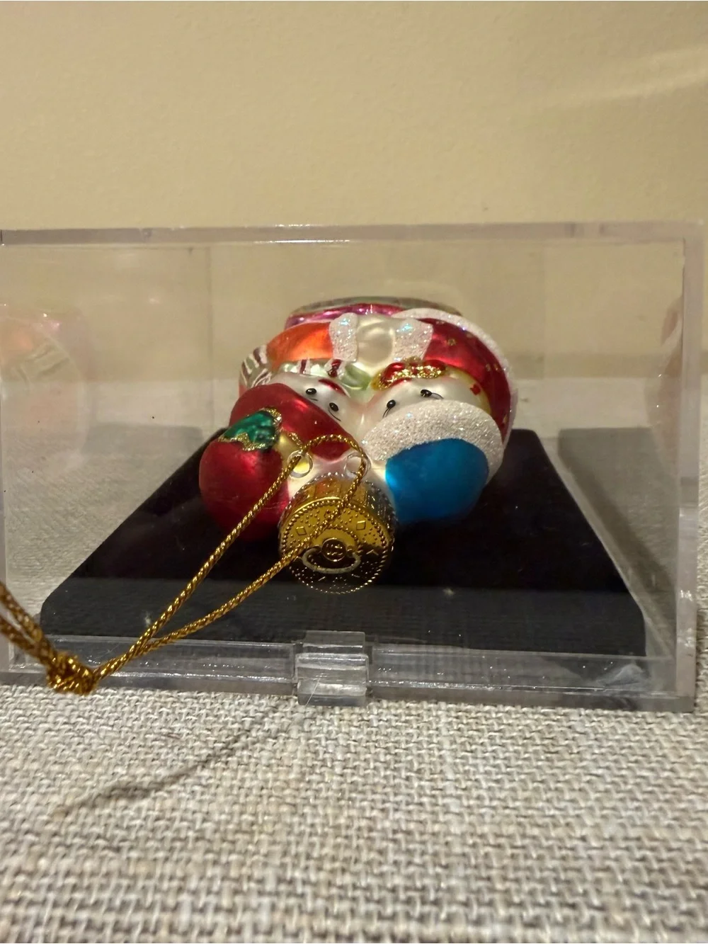 Vtg 2004 Target Our 1st Christmas Snowman Couple Handcrafted Glass Ornament NIB